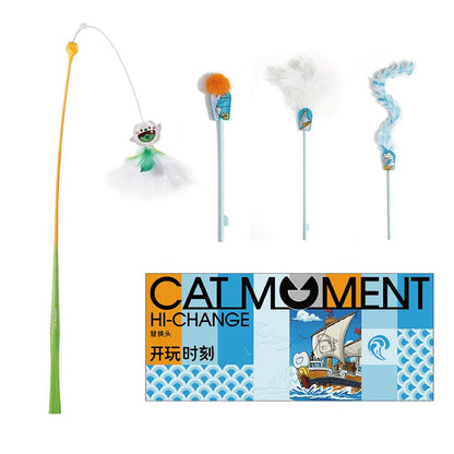 【Playtime】彈力長桿狩獵逗貓棒｜加強型耐咬設計，紓壓緩解情緒，超長高彈性纖維桿，幼貓自嗨互動神器，模擬真實獵物逃竄之專業寵物用品