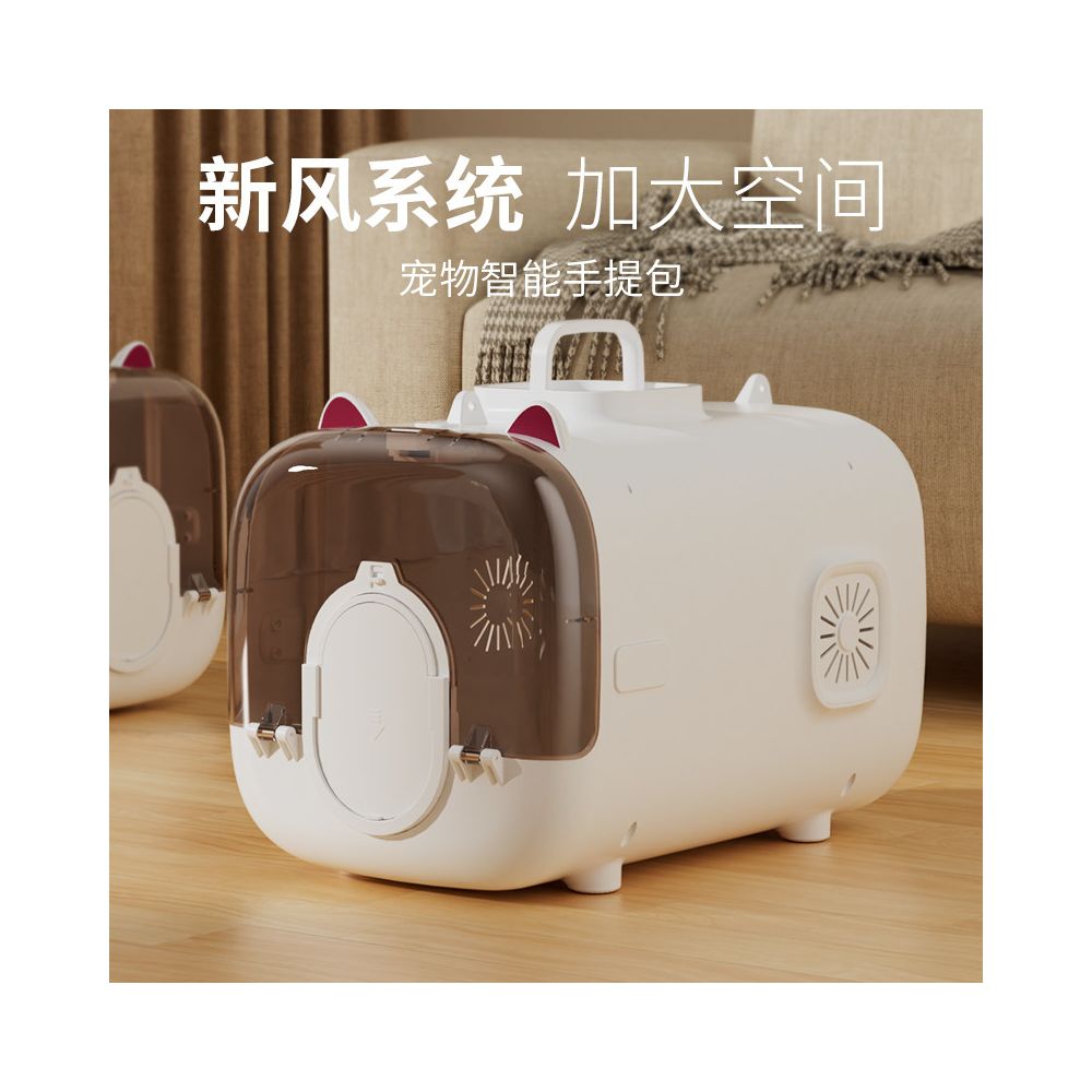 Portable cat carrier space capsule style crossbody style large capacity pet airline crate handheld cat stress resistant transport crate image 1
