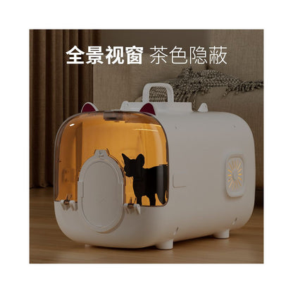 Portable cat carrier space capsule style crossbody style large capacity pet airline crate handheld cat stress resistant transport crate image 2
