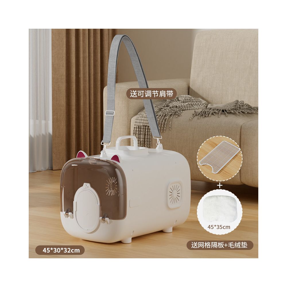 Portable cat carrier space capsule style crossbody style large capacity pet airline crate handheld cat stress resistant transport crate image 0