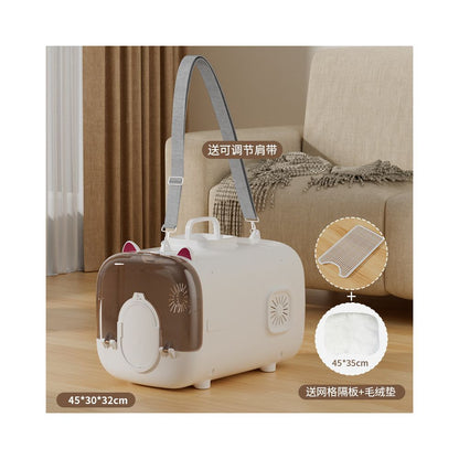 Portable cat carrier space capsule style crossbody style large capacity pet airline crate handheld cat stress resistant transport crate image 0