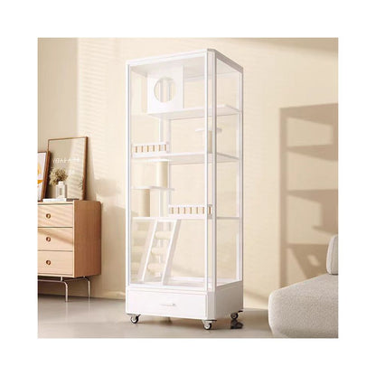 Panoramic glass cat villa household solid wood cat cage cat litter box integrated cat house luxurious cat house cat nest indoor image 4