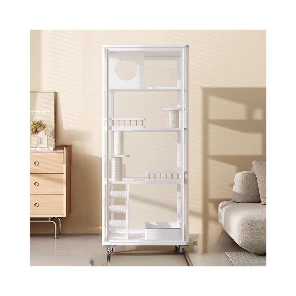 Panoramic glass cat villa household solid wood cat cage cat litter box integrated cat house luxurious cat house cat nest indoor image 5