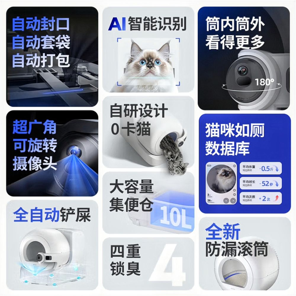 Xiaopei AI recognizes cat faces intelligent anti odor cat litter box visual automatic packaging cat toilet image 5
