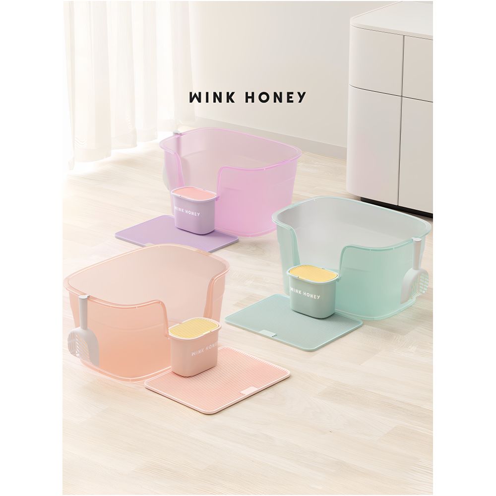 Wink Honey Cat litter box oversized open cat toilet splash proof cat litter bin kitten litter box image 0