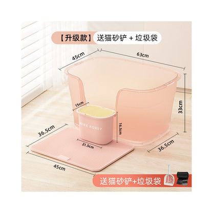 【Wink Honey 繽紛蜂蜜】開放式特大號貓砂盆｜防噴濺高圍欄設計，大體型貓咪/幼貓通用貓廁所，極簡美學特大容量貓砂盆（2026 輕量化新款）