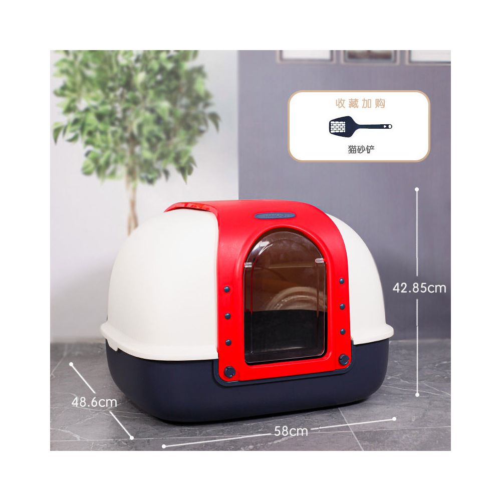 特大號全封閉貓砂盆｜巨型肥貓輕鬆轉身，加高圍欄防噴濺、防漏砂，超大空間除臭貓廁所（大體型布偶/緬因貓首選）