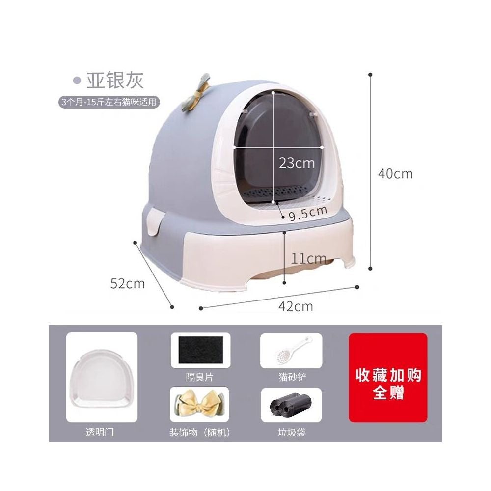 特大號全封閉貓砂盆｜巨型肥貓輕鬆轉身，加高圍欄防噴濺、防漏砂，超大空間除臭貓廁所（大體型布偶/緬因貓首選）