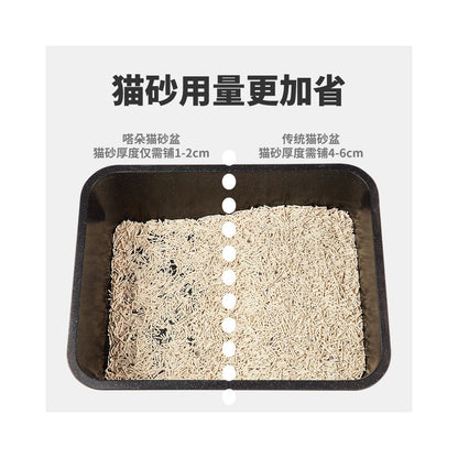 Daduo cat litter box open anti splash cat litter box with replaceable shell technology coating non stick bottom image 4
