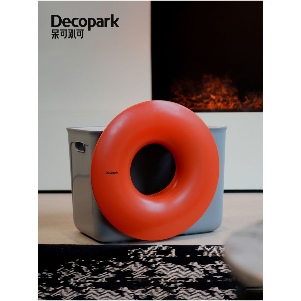 Decopark black hole cat litter box large enclosed top out splash proof and odor proof cat poop box kitten toilet image 3