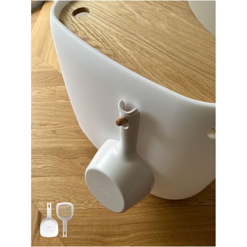 InFluffy Solid wood cat litter box oversized enclosed top in large space Japanese style wooden cat toilet image 1