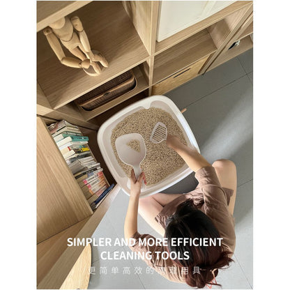 InFluffy Solid wood cat litter box oversized enclosed top in large space Japanese style wooden cat toilet image 2