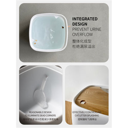 InFluffy Solid wood cat litter box oversized enclosed top in large space Japanese style wooden cat toilet image 3