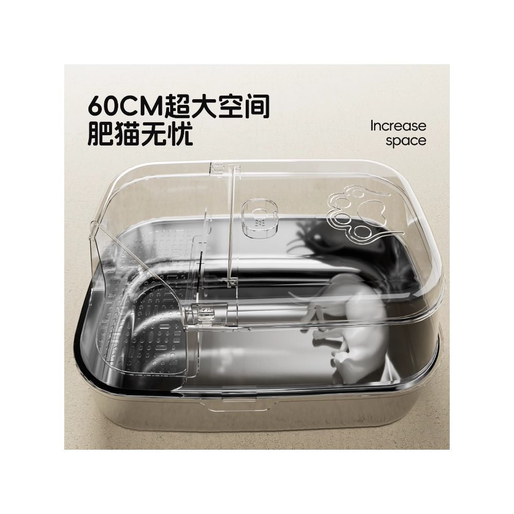 Cat litter box corridor style fully enclosed splash proof odor proof short footed cat corridor style large and oversized stainless steel cat toilet image 3