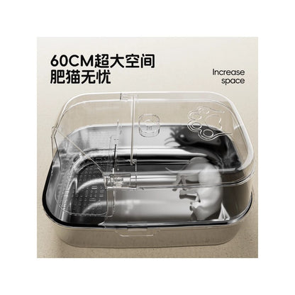 Cat litter box corridor style fully enclosed splash proof odor proof short footed cat corridor style large and oversized stainless steel cat toilet image 3