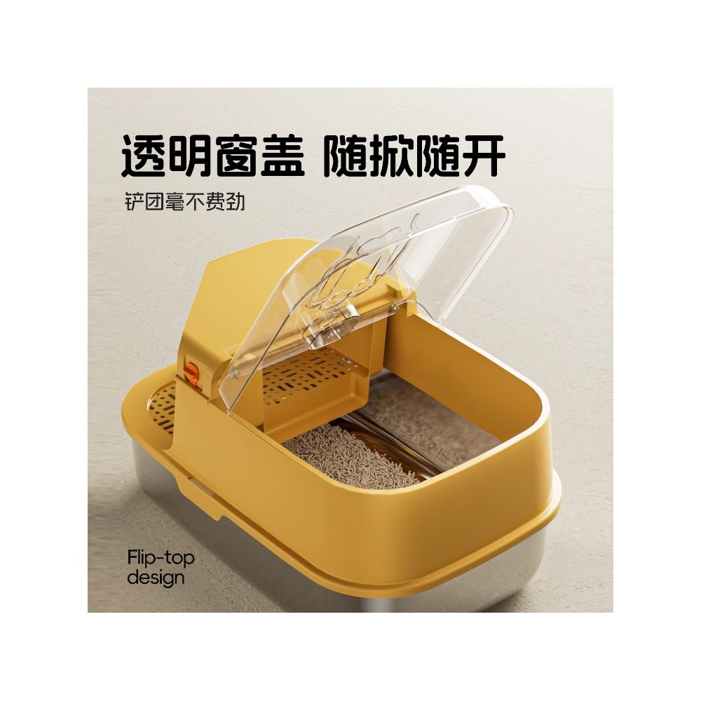 Cat litter box corridor style fully enclosed splash proof odor proof short footed cat corridor style large and oversized stainless steel cat toilet image 4
