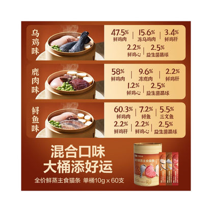 美毛補水貓條系列｜添加魚油卵磷脂，成貓幼貓高適口性肉泥濕食，挑食貓拌糧神器