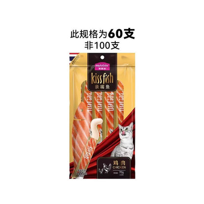 【麥富迪 Maifudi】親嘴魚系列貓條禮盒 100 支裝｜超大容量桶裝鮮肉濕食，英短/成貓幼貓補水營養獎勵，高適口性舔舔樂