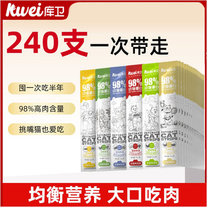 Kuwei Cat Strips for Nutritional Weight Gain Hair Cheeks and Kittens 100 Full Box Canned Snacks for Kittens Authentic Fish Oil image 2