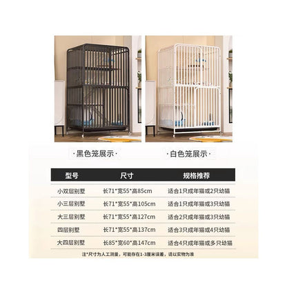 Cat cage with square tube super large free space cat cage with toilet no occupation double layer household indoor cat villa image 4