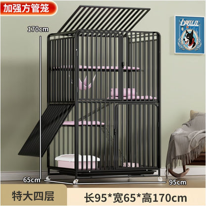 【方管加粗】超大空間貓籠別墅｜自帶一體式貓砂盆不佔位，雙層室內家用豪華貓籠，免安裝感大容量活動空間（不晃動、好清潔）