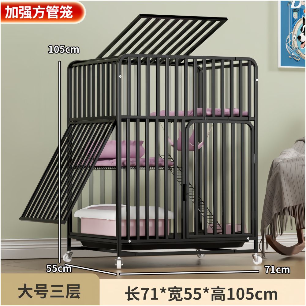【方管加粗】超大空間貓籠別墅｜自帶一體式貓砂盆不佔位，雙層室內家用豪華貓籠，免安裝感大容量活動空間（不晃動、好清潔）