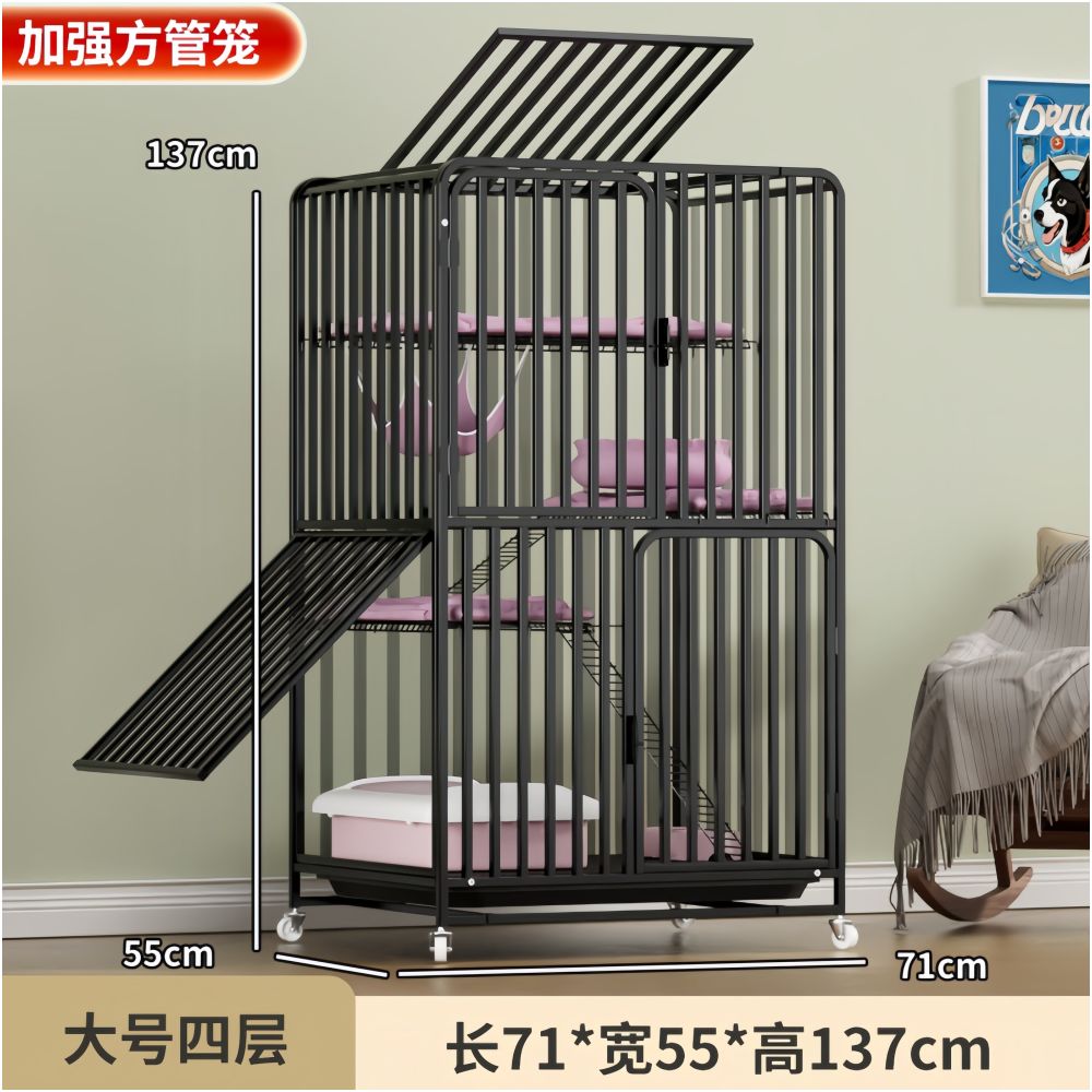 【方管加粗】超大空間貓籠別墅｜自帶一體式貓砂盆不佔位，雙層室內家用豪華貓籠，免安裝感大容量活動空間（不晃動、好清潔）