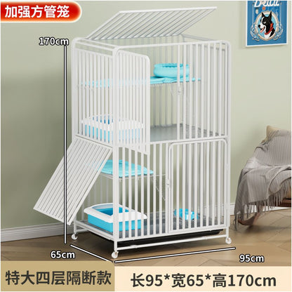 【方管加粗】超大空間貓籠別墅｜自帶一體式貓砂盆不佔位，雙層室內家用豪華貓籠，免安裝感大容量活動空間（不晃動、好清潔）