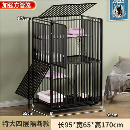 【方管加粗】超大空間貓籠別墅｜自帶一體式貓砂盆不佔位，雙層室內家用豪華貓籠，免安裝感大容量活動空間（不晃動、好清潔）