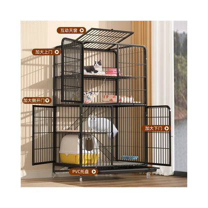 Pet Fun Cute Cat Cage with Extra Large Space Indoor Four Floors Cat Pet Cage with Drawable Chassis Multi functional Cat House image 1