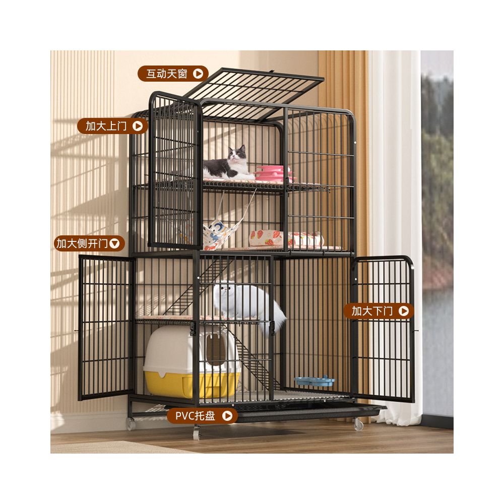 Pet Fun Cute Cat Cage with Extra Large Space Indoor Four Floors Cat Pet Cage with Drawable Chassis Multi functional Cat House image 0