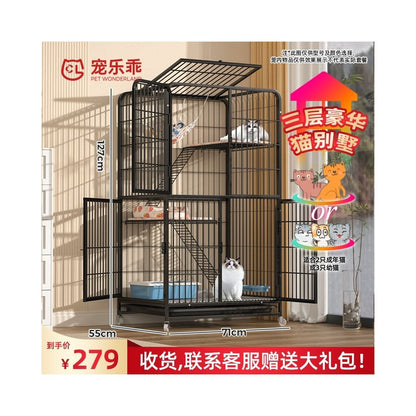 【寵樂萌 Pet Fun Cute】四層超大空間貓籠｜抽屜式底盤易清潔，多功能室內大容量貓別墅，成貓幼貓跳台加厚貓窩