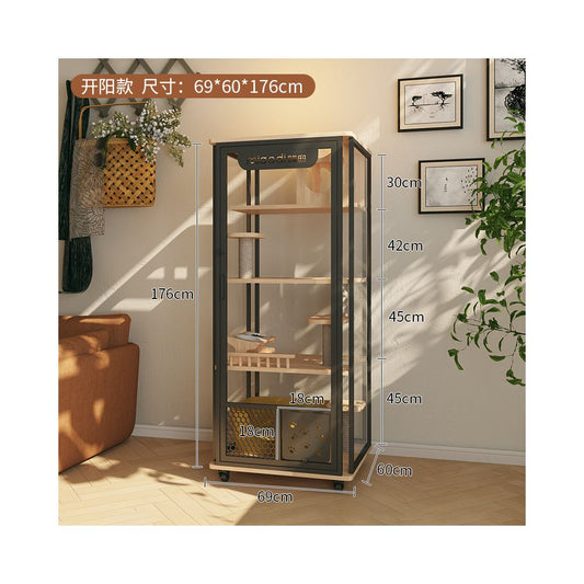 【喵邸 Meow Mansion】豪華實木貓別墅｜全景玻璃視角貓櫃，內建一體式貓砂盆不佔位，室內家用超大空間豪華貓籠