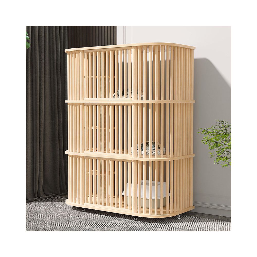 LEZIZIZI solid wood three layer cat cage with super large space movable indoor cat house multi layer structure cat pet house image 4