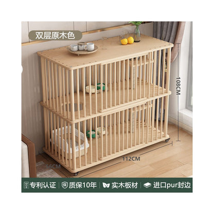 【樂滋滋 LEZIZIZI】三層實木超大空間貓籠｜可移動式室內豪華貓別墅，多層結構立體貓屋，成貓幼貓實木貓家具