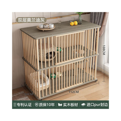 【樂滋滋 LEZIZIZI】三層實木超大空間貓籠｜可移動式室內豪華貓別墅，多層結構立體貓屋，成貓幼貓實木貓家具