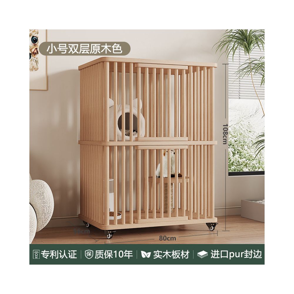 【樂滋滋 LEZIZIZI】三層實木超大空間貓籠｜可移動式室內豪華貓別墅，多層結構立體貓屋，成貓幼貓實木貓家具
