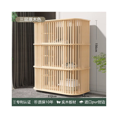 【樂滋滋 LEZIZIZI】三層實木超大空間貓籠｜可移動式室內豪華貓別墅，多層結構立體貓屋，成貓幼貓實木貓家具