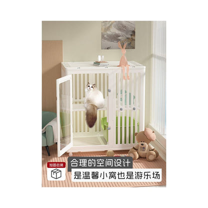 Indoor Cat Villa Cat Cabinet Toilet Integrated Cat Nest Large Space Double layer Cat Cage with Acrylic Door Claw Villa image 3