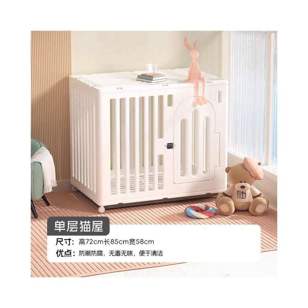 【通透壓克力】雙層大空間貓別墅｜自帶一體式貓砂盆防噴砂，室內家用豪華實木貓櫃，高質感貓窩別墅