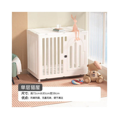 【通透壓克力】雙層大空間貓別墅｜自帶一體式貓砂盆防噴砂，室內家用豪華實木貓櫃，高質感貓窩別墅
