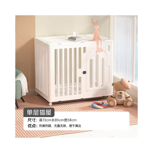 【通透壓克力】雙層大空間貓別墅｜自帶一體式貓砂盆防噴砂，室內家用豪華實木貓櫃，高質感貓窩別墅