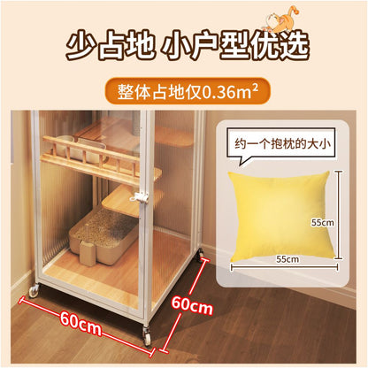 Non occupied cat cage integrated cat house cat villa cabinet with toilet cat house cat nest all season universal small apartment solid wood image 2