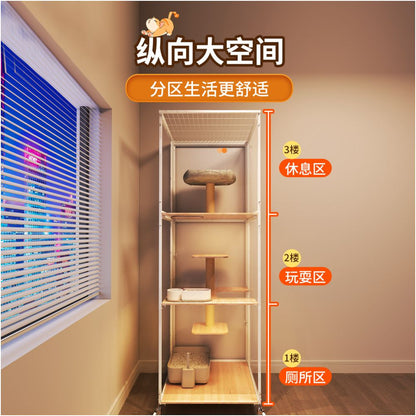 Non occupied cat cage integrated cat house cat villa cabinet with toilet cat house cat nest all season universal small apartment solid wood image 4