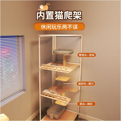 Non occupied cat cage integrated cat house cat villa cabinet with toilet cat house cat nest all season universal small apartment solid wood image 5