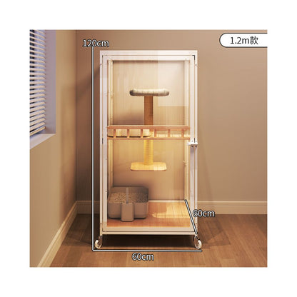 【小戶型首選】不佔位實木貓別墅｜自帶隱藏式貓砂盆，一體化多功能室內貓櫃，四季通用豪華貓屋別墅