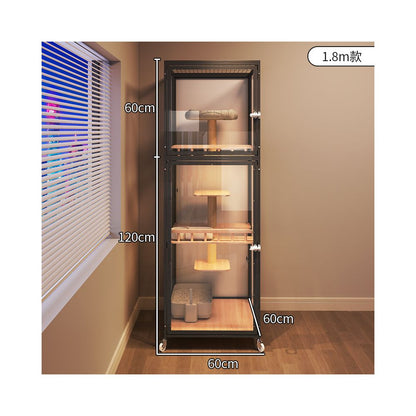 【小戶型首選】不佔位實木貓別墅｜自帶隱藏式貓砂盆，一體化多功能室內貓櫃，四季通用豪華貓屋別墅