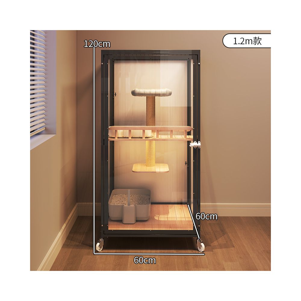 【小戶型首選】不佔位實木貓別墅｜自帶隱藏式貓砂盆，一體化多功能室內貓櫃，四季通用豪華貓屋別墅