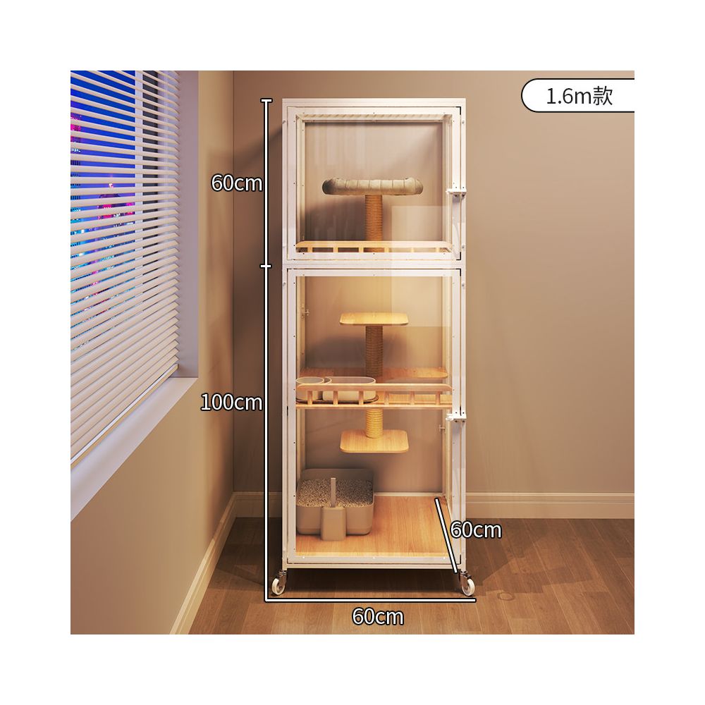 【小戶型首選】不佔位實木貓別墅｜自帶隱藏式貓砂盆，一體化多功能室內貓櫃，四季通用豪華貓屋別墅