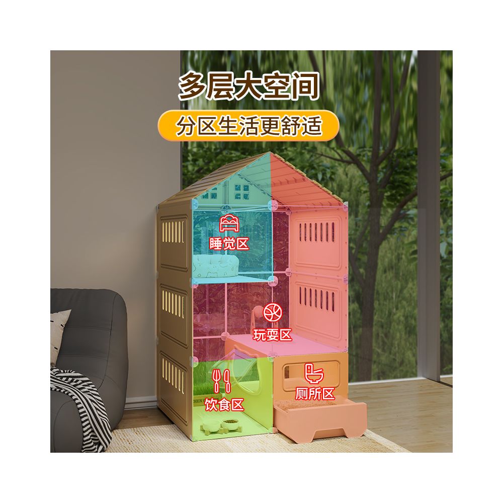 Cat Villa Home Indoor with Toilet Integrated Cat Cage Large Free Space New Cat Cage Cat House Cat House image 4